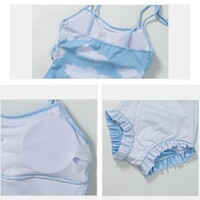Baby Blue Cloud Pattern Women Strap Summer One Piece Swimsuit - Thumbnail 9