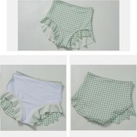 Cute Green Plaid Grid Pattern Women Summer Bikini Two Piece Swimsuit - Thumbnail 9