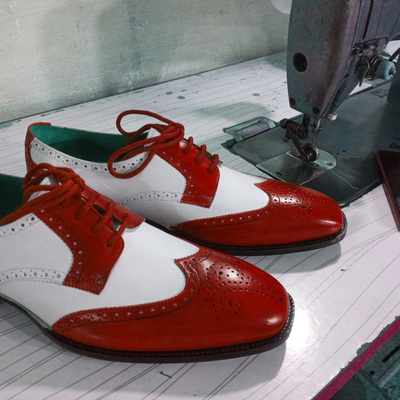 Top fashion men's hand stitch red love leather wingtip dress shoes - Thumbnail 1