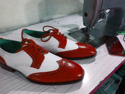 Top Fashion Men's Hand Stitch Red Love Leather Wingtip Dress Shoes