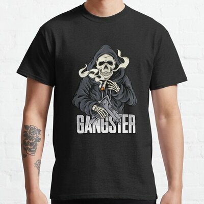 Gangster skull essential t-shirt, long sleeve, sweatshirt, hoodie for men women