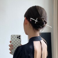 Fantasy Gothic Ancient Sword Girl Silver Red Metal Hairpin Clip Hair Accessories - Thumbnail 4