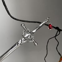 Fantasy Gothic Ancient Sword Girl Silver Red Metal Hairpin Clip Hair Accessories - Thumbnail 8