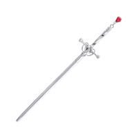 Fantasy Gothic Ancient Sword Girl Silver Red Metal Hairpin Clip Hair Accessories - Thumbnail 9