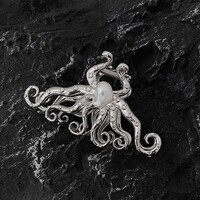 Fantasy Gothic Octopus Pirate Silver Black Big Hair Clip Hair Accessories - Thumbnail 8