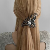 Fantasy Gothic Octopus Pirate Silver Black Big Hair Clip Hair Accessories - Thumbnail 5
