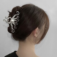 Fantasy Gothic Octopus Pirate Silver Black Big Hair Clip Hair Accessories - Thumbnail 2
