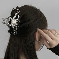 Fantasy Gothic Octopus Pirate Silver Black Big Hair Clip Hair Accessories - Thumbnail 3