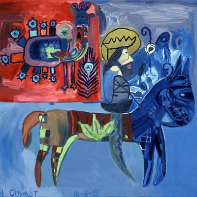 Photo print: hungarian horse and peacock