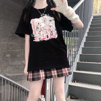 Dismember Teddy Bear Black Streetwear E-girl Grunge Japanese Y2K Print Cotton Short Sleeved Oversize T-shirt Tees Top - Thumbnail 5