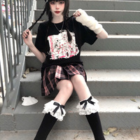 Dismember Teddy Bear Black Streetwear E-girl Grunge Japanese Y2K Print Cotton Short Sleeved Oversize T-shirt Tees Top - Thumbnail 6