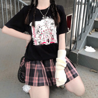 Dismember Teddy Bear Black Streetwear E-girl Grunge Japanese Y2K Print Cotton Short Sleeved Oversize T-shirt Tees Top - Thumbnail 4