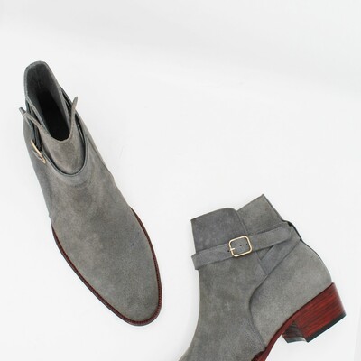 Gray suede leather jodhpur boot