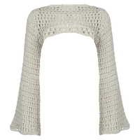 Crochet Knit Hollow Out Long Sleeve Shrug  - Thumbnail 1