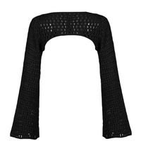 Crochet Knit Hollow Out Long Sleeve Shrug  - Thumbnail 2