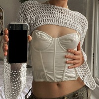 Crochet Knit Hollow Out Long Sleeve Shrug  - Thumbnail 8