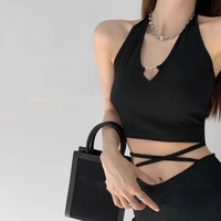 Heart Hollow Out V Neck Halter Top  - Thumbnail 1
