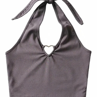 Heart Hollow Out V Neck Halter Top  - Thumbnail 8