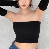 Solid Tube Top With Long Sleeves  - Thumbnail 7