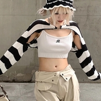 Black & White Crochet Long Sleeve Shrug - Thumbnail 1