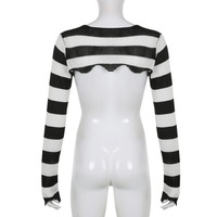 Black & White Crochet Long Sleeve Shrug - Thumbnail 7