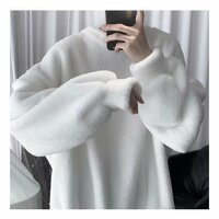 Faux Fluffy Lamb Crew Neck Sweater  - Thumbnail 2