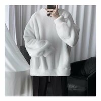 Faux Fluffy Lamb Crew Neck Sweater  - Thumbnail 4