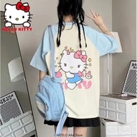 Japanese Cat Print Patchwork Short Sleeve T-shirt  - Thumbnail 1