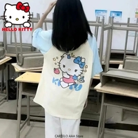 Japanese Cat Print Patchwork Short Sleeve T-shirt  - Thumbnail 2