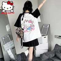 Japanese Cat Print Patchwork Short Sleeve T-shirt  - Thumbnail 4
