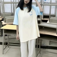 Japanese Cat Print Patchwork Short Sleeve T-shirt  - Thumbnail 7