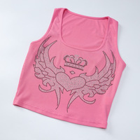 Pink Heart Rhinestone Tank Top - Thumbnail 8