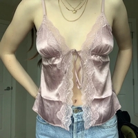 Lace Trim Bow Tie V Neck Camisole  - Thumbnail 1