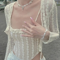 2PCS Beige Frill Camisole + Cardigan  - Thumbnail 4