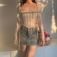 2PCS Beige Frill Camisole + Cardigan  - Thumbnail 5