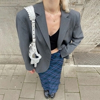 Blue Plaid Maxi Skirt  - Thumbnail 4
