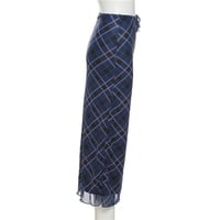 Blue Plaid Maxi Skirt  - Thumbnail 7