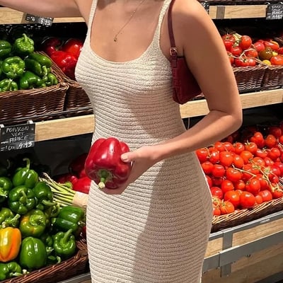 White knit spaghetti strap bodycon mini dress  - Thumbnail 1