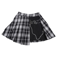 Black & White Plaid Print A-Line Mini Skirt  - Thumbnail 3