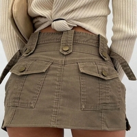 Brown Cargo Pocket Mini Skirt  - Thumbnail 2