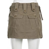 Brown Cargo Pocket Mini Skirt  - Thumbnail 4