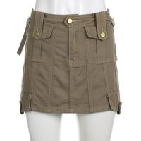 Brown Cargo Pocket Mini Skirt  - Thumbnail 3