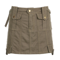 Brown Cargo Pocket Mini Skirt  - Thumbnail 8