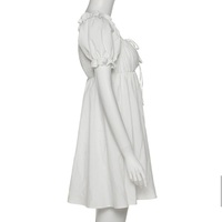 White Puff Sleeve Ruffle Trim Mini Dress - Thumbnail 8