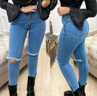 Women'S Torn Zipper Stitching Jeans