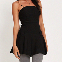 Strapless Pleated A-Line Mini Dress  - Thumbnail 7