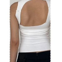 White Pleated Backless Tank Top  - Thumbnail 4