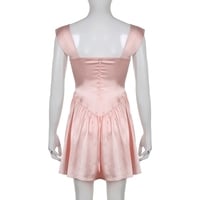 Pink Lace Trim Button Up A-Line Dress - Thumbnail 4