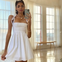 White Lace Up Backless Dress  - Thumbnail 2