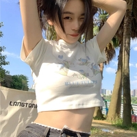 Blue Tulip Lamb Print Cropped Short Sleeve T-shirt  - Thumbnail 4